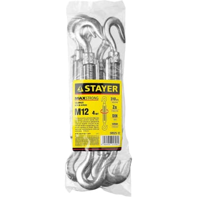 Талреп DIN 1480 STAYER М12, 4 шт., крюк-крюк 30525-12