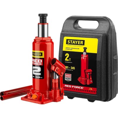 Домкрат бутылочный гидравлический в кейсе RED FORCE STAYER 2т, 181-345 мм 43160-2-K_z01