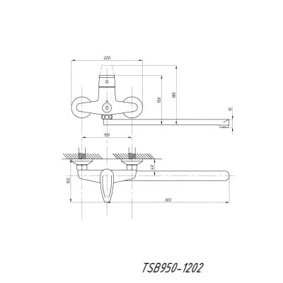 Смеситель для ванны с душем TSARSBERG TSB-950-1202 тип См-ВУОРНШлА