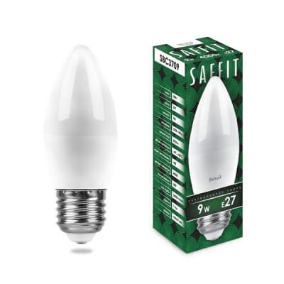 Лампа светодиодная SAFFIT SBC3709, C37 (свеча), 9W 230V E27 4000К 55129