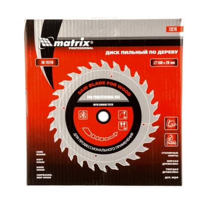Пильный диск по дереву, 160 х 20 мм, 36 зубьев, кольцо 16/20 Matrix Professional 73276
