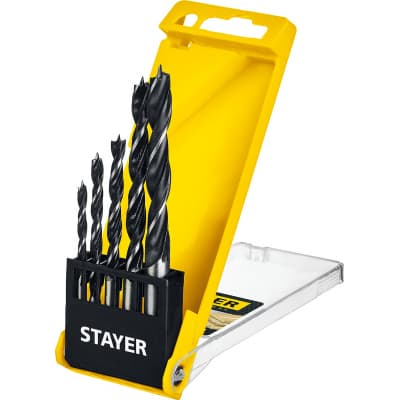 STAYER "M-type" 5 шт. 4-5-6-8-10мм, набор спиральных сверл по дереву 2942-H5_z02