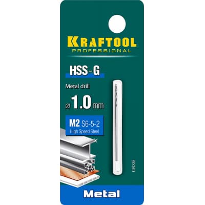 KRAFTOOL HSS-G 1.0 х40мм, Сверло по металлу HSS-G, сталь М2(S6-5-2) 29651-1