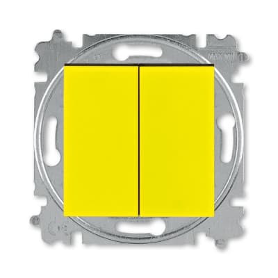 Выключатель 2-клавишный ABB EPJ Levit жёлтый / дымчатый чёрный 2CHH590545A6064