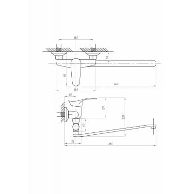 Смеситель для ванны с душем FAUZT FZs-614-116 тип См-ВУОРНШлА