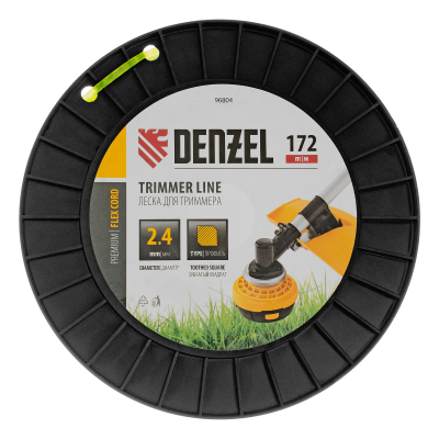 Леска для триммера зубчатый квадрат, 2,4мм х 172м, на DIN катушке FLEX CORD Denzel 96804