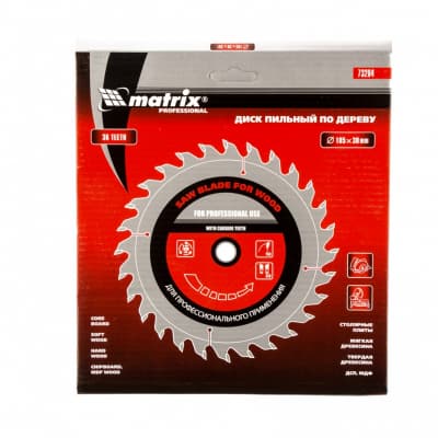 Пильный диск по дереву, 185 х 30 мм, 36 зубьев Matrix Professional 73284