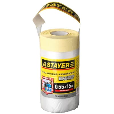 Пленка укрывная с клейкой лентой маскер STAYER 0.55 х 15 м, 9 мкм 12255-055-15