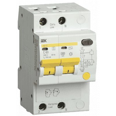 Автоматический выключатель дифференциального тока IEKАД12S 2Р 40А 100мА MAD13-2-040-C-100