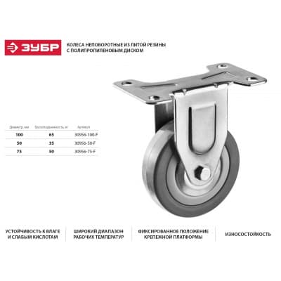 Колесо неповоротное ЗУБР 50 мм, 35 кг 30956-50-F