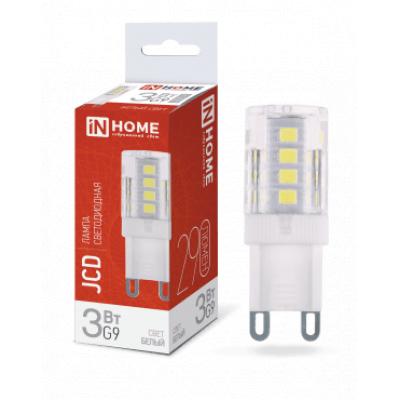 Лампа светодиодная LED-JCD 3Вт 230В G9 4000К 290Лм IN HOME 4690612036267