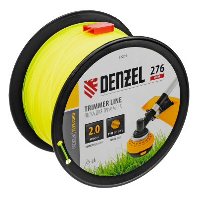 Леска для триммера круглая, 2,0мм х 276м, на DIN катушке FLEX CORD,  Denzel 96269