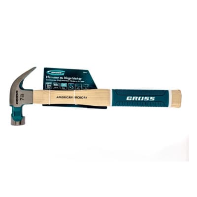 Молоток-гвоздодер, 200 г, угол 45, магнит, обрезиненная рукоятка American hickory GROSS 10414