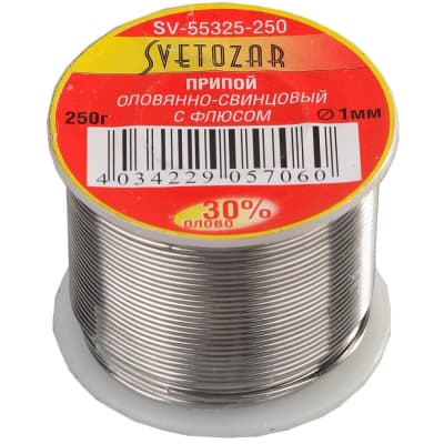 Оловянно-свинцовый припой СВЕТОЗАР 250 г, 30% Sn / 70% Pb SV-55325-250