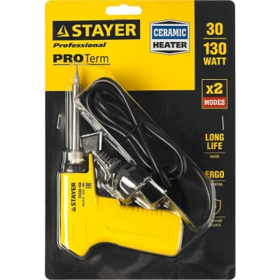 Электропаяльник STAYER 30-130 Вт, двухкомпонентная рукоятка Proterm 55308-130