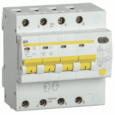 Дифференциальный автоматический выключатель IEK АД14S 4Р 50А 300мА MAD13-4-050-C-300
