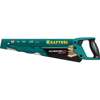 Ножовка для точного реза "Alligator Fine 11", 450 мм, 11 TPI 3D зуб, KRAFTOOL 15203-45