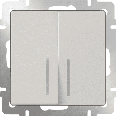 Выключатель двухклавишный с подсветкой Werkel WL03-SW-2G-LED-ivory слоновая кость 4690389059285