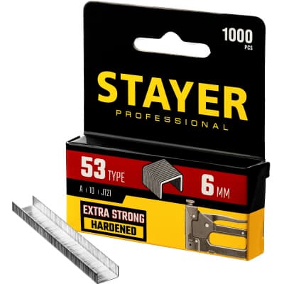STAYER 6 мм скобы для степлера тонкие тип 53, 1000 шт 3159-06_z02