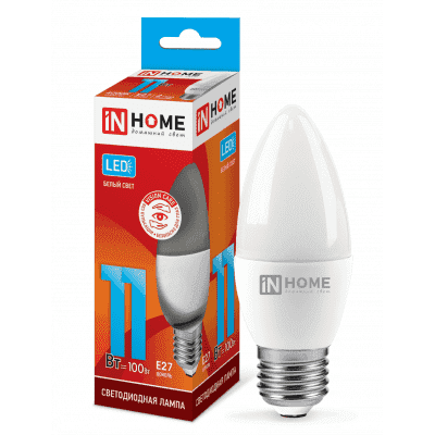 Лампа светодиодная LED-СВЕЧА-VC 11Вт 230В Е27 4000К 820Лм IN HOME 4690612020495