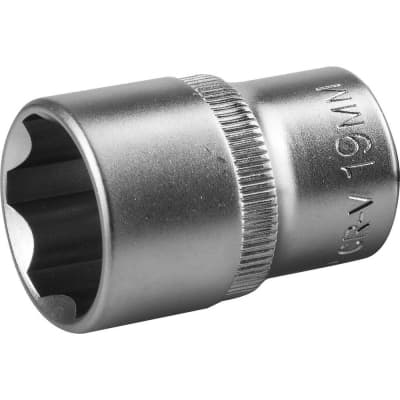 Торцовая головка ЗУБР 1/2", 19 мм, Cr-V сталь, хромированная 27725-19_z02