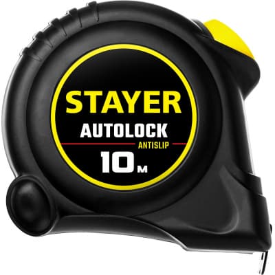 STAYER АutoLock 10м / 25мм рулетка с автостопом 2-34126-10-25