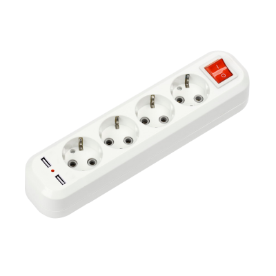 Колодка IN HOME УЗВ-4USB-GRAND четырехместная с выключателем и заземлением, 2хUSB 5340 4690612043081