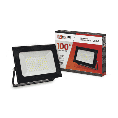 Прожектор светодиодный СДО-7 100Вт 230В 6500К IP65 черный IN HOME 4690612034652