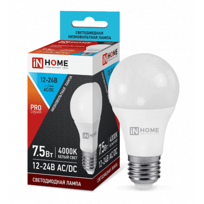 Лампа светодиодная низковольтная LED-MO-PRO 7,5Вт 12-24В Е27 4000К 600Лм IN HOME 4690612031545