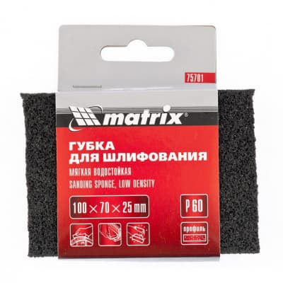 Губка для шлифования, 100 х 70 х 25 мм, мягкая, P 100 Matrix 75703