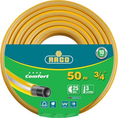 Шланг поливочный Raco O 3/4" x 50 м, 25 атм., 3-x слойный, армированный, COMFORT 40303-3/4-50_z01