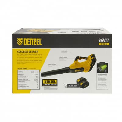 Воздуходувка аккумуляторная RB180-36, Li-ion, 36 В, 4 Ач, 180 км/ч, 820 м3/ч Denzel 59610