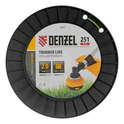 Леска для триммера квадрат, 2,0мм х 251м, на DIN катушке FLEX CORD Denzel 96291