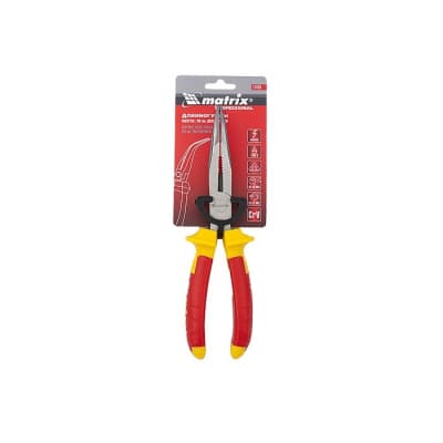 Длинногубцы изогнутые Insulated, 200 мм, двухкомпонентные рукоятки Matrix Professional 17474