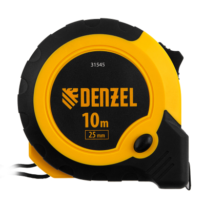 Рулетка 10м х 25мм, двухкомп. корпус, кнопка-пауза Denzel 31545
