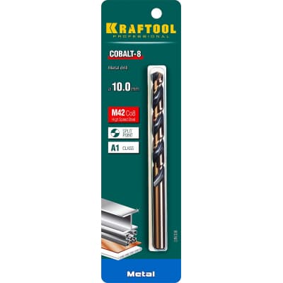 KRAFTOOL COBALT 10.0 х133мм, Сверло по металлу HSS-Co(8%) , сталь М42(S2-10-1-8) 29656-10