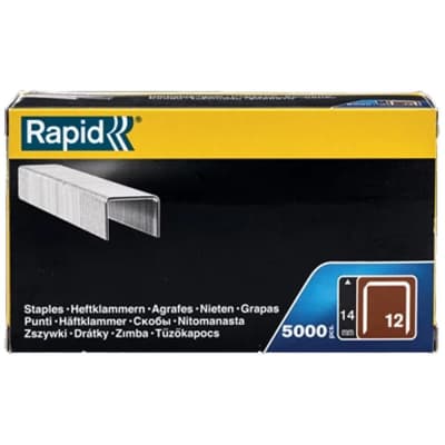 Скобы тонкие RAPID тип 80 (12 / ВеА 80 / Prebena A / Senco AT), 14 мм, 5000 шт., широкие, 40100521