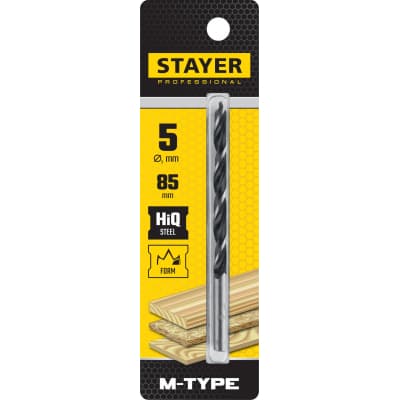 STAYER "M-type" 5,0x85/45мм, сверло спиральное по дереву, М-образная заточка 2942-085-05_z02