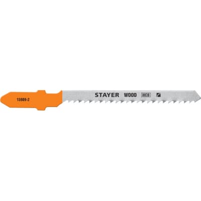 Полотна STAYER, T119BO, для эл/лобзика, HCS, по дереву, ДСП, фигур. рез, T-хвост., шаг 2мм, 50мм, 2шт 15989-2_z02