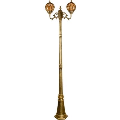 Светильник садово-парковый, серии «Версаль» FERON PL3708 2*60W, E27, 230V, IP44, цвет черное золото, шар, столб большой 11384
