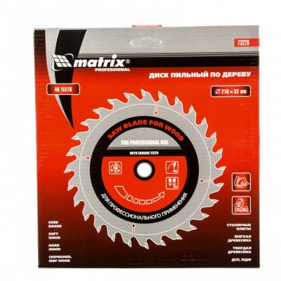Пильный диск по дереву, 216 х 32 мм, 48 зубьев, кольцо 30/32 Matrix Professional 73228