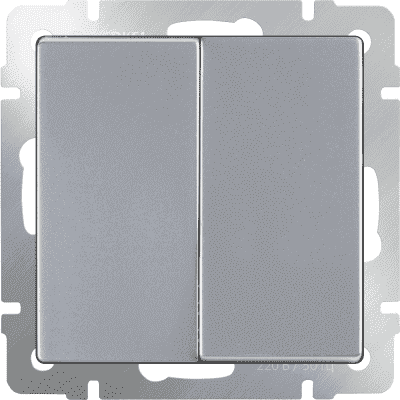 Выключатель двухклавишный проходной Werkel WL06-SW-2G-2W серебряный 4690389053849