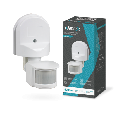 Датчик движения инфракрасный NEOX ДД 08Б 1200Вт 180 гр.12м IP44 белый 4690612053325