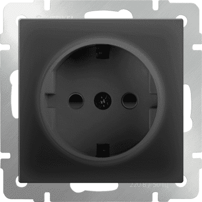 Розетка с заземлением Werkel WL08-10-01 черный матовый 4690389126260