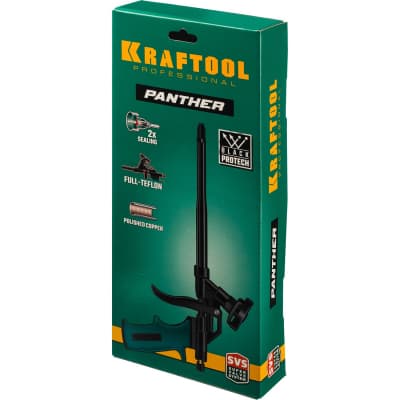 Пистолет для монтажной пены "panther", металлический корпус, полное тефлоновое покрытие, Kraftool 06855_z02