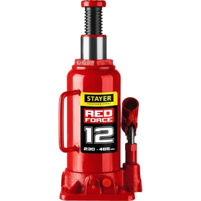 Домкрат бутылочный гидравлический RED FORCE STAYER 12т, 230-465 мм 43160-12_z01