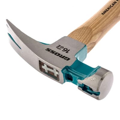Молоток-гвоздодер, 450 г, угол 45, магнит, обрезиненная рукоятка American hickory GROSS 10415