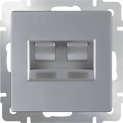 Розетка телефонная RJ-11 и Еthernet RJ-45 Werkel WL06-RJ11+RJ45 серебряный 4690389053948