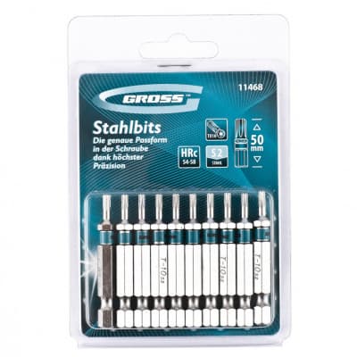Набор бит Torx10 х 50, сталь S2, 10 шт. Gross 11468