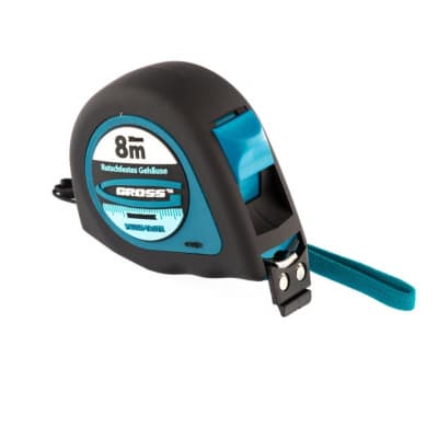 Рулетка Ergonomisch, 8 м x 25 мм, магнитный обрезиненный зацеп Gross 31104
